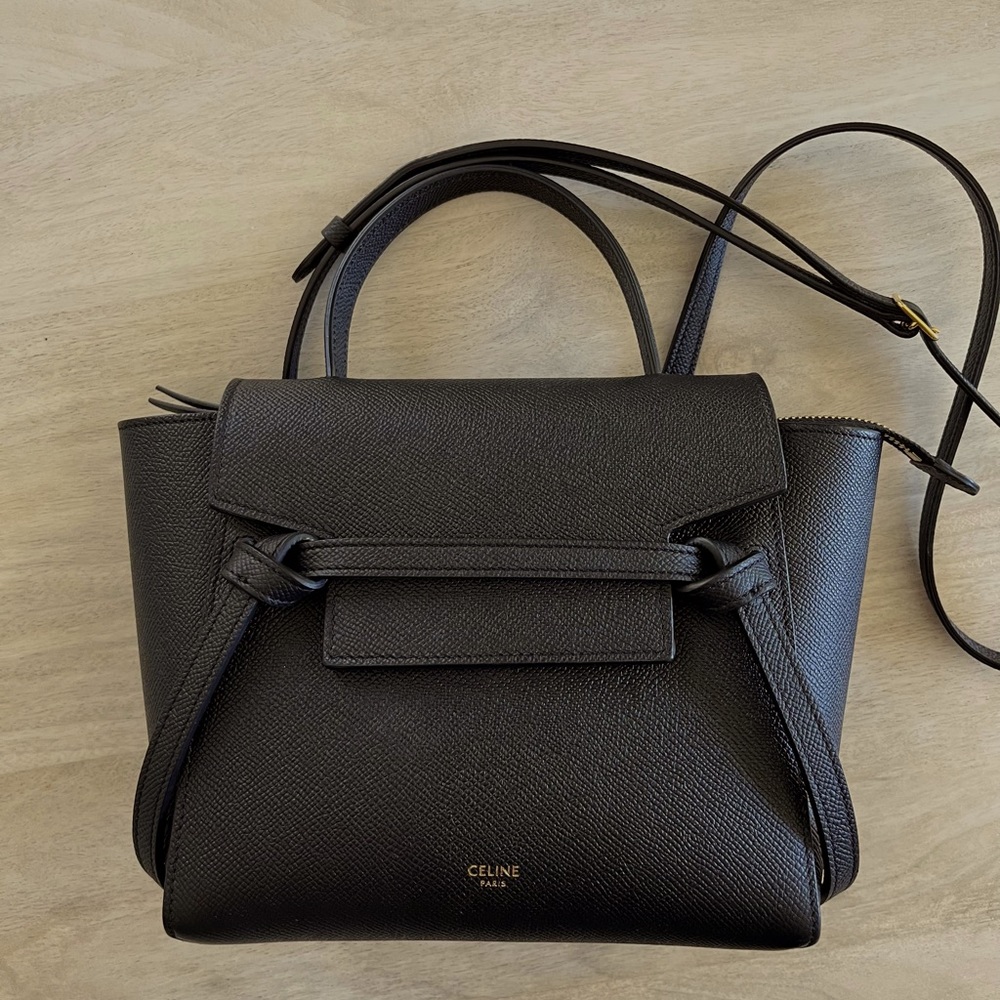 Barely used nano Celine belt bag in black